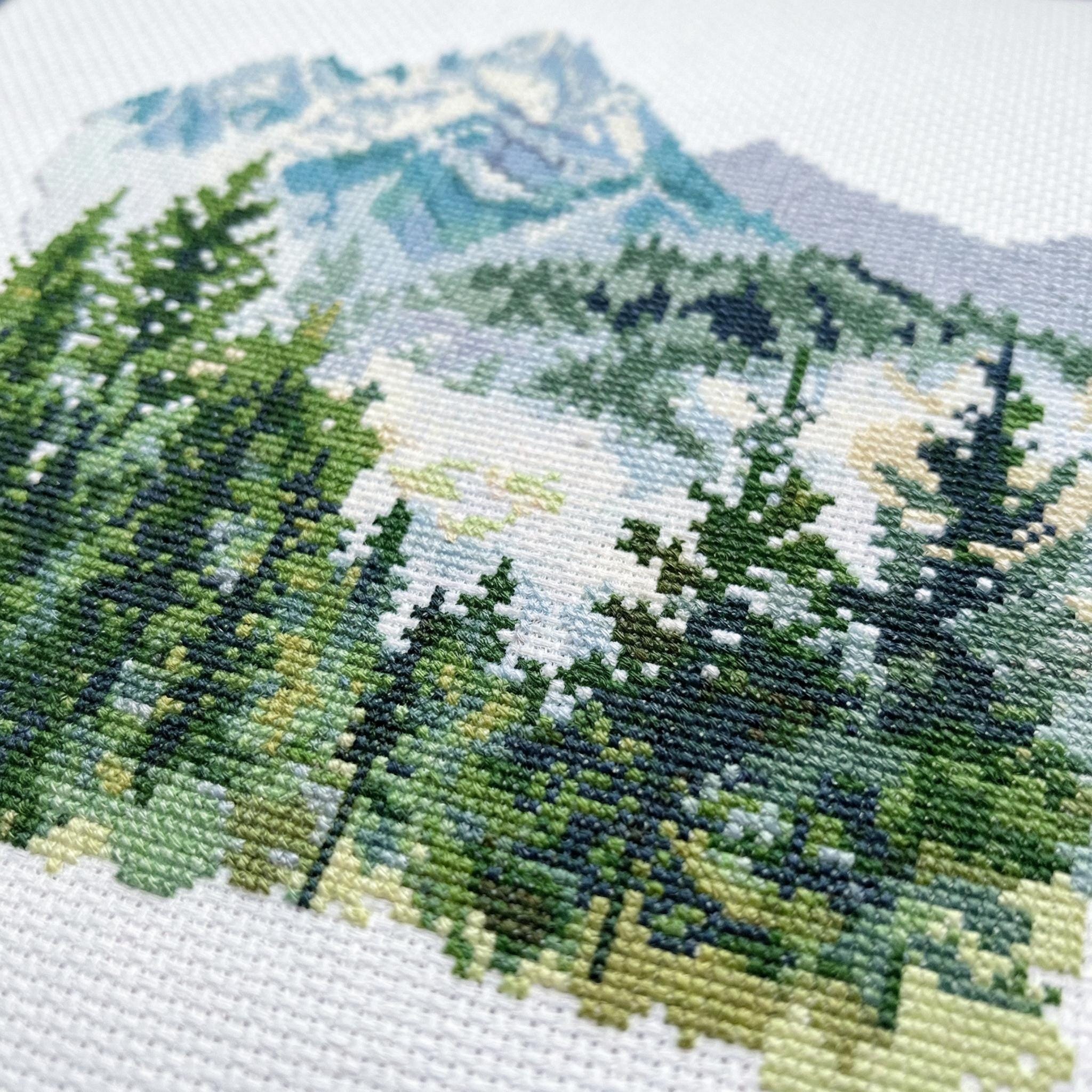 Forest Mountains Cross Stitch Pattern PDF - Nature Landscape Trees ...