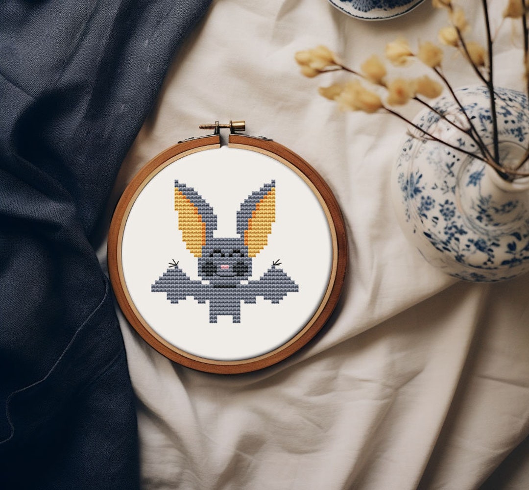 Spooky Bat Cross Stitch Pattern PDF - Halloween Embroidery Gift Cute ...