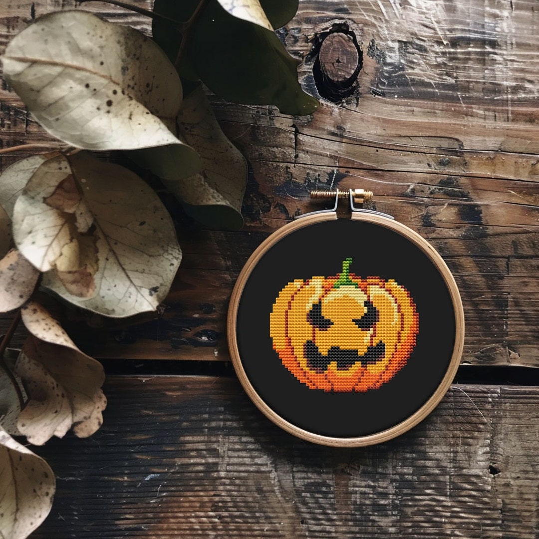Jack O Lantern Head Cross Stitch Pattern PDF - Easy Halloween Pumpkin ...