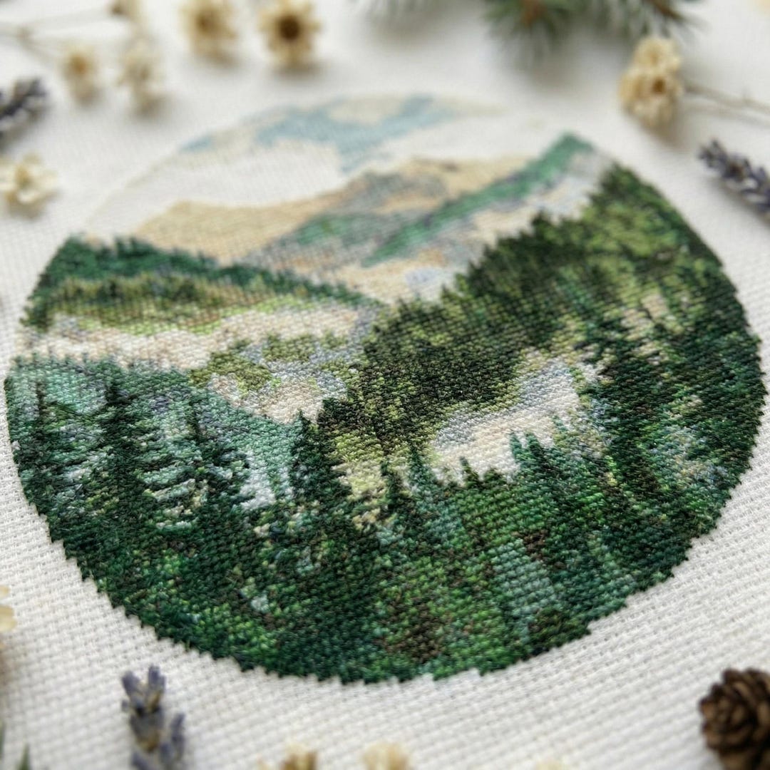 Summer Forest Cross Stitch Pattern PDF - Mountain Landscape Nature ...