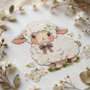 Cute Easter Lamb cross stitch pattern PDF - digital download CS137