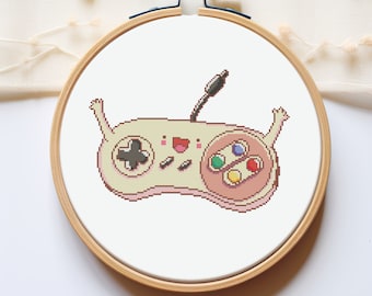 Nerdy cross stitch pattern PDF - computer geek gifts cute easy funny gamer kawaii modern retro simple video game - instant download #CS133