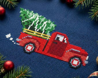 Christmas truck cross stitch pattern PDF - instant download #CS276