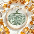 Green floral pumpkin cross stitch pattern PDF - digital download CS134