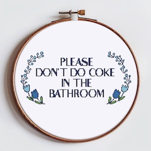 Bathroom cross stitch pattern PDF - subversive funny modern housewarming gift easy adult snarky  - digital download CS298