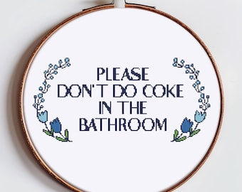 Bathroom cross stitch pattern PDF - subversive funny modern housewarming gift easy adult snarky  - digital download CS298