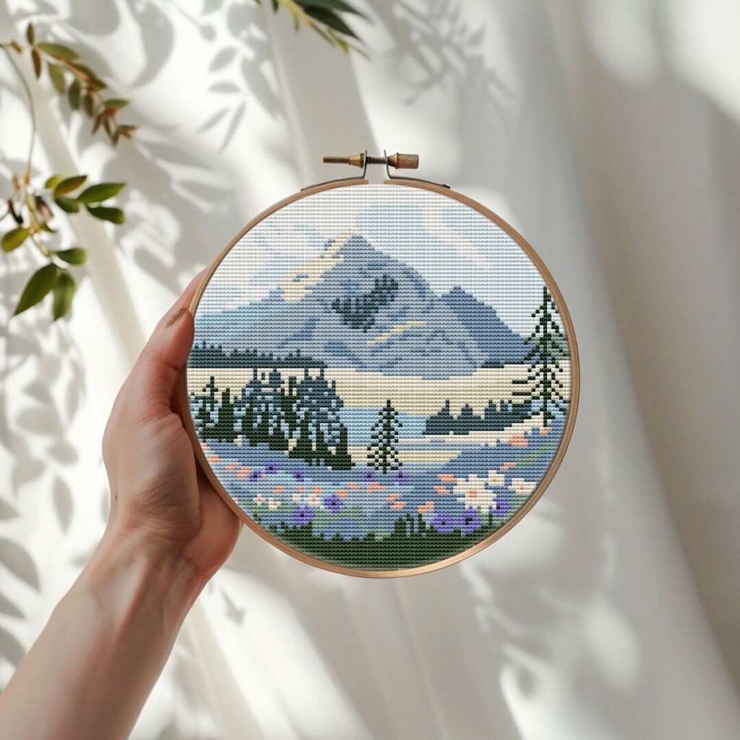 Mountain Landscape Cross Stitch Pattern PDF - Wild Nature Simple Summer ...