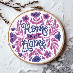 Welcome home cross stitch pattern PDF - housewarming gift home sweet home large house sampler new home gift modern - instant download #CS358