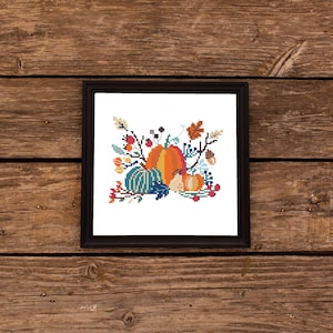 Thanksgiving Day Cross Stitch Pattern PDF - Pumpkin Harvest Autumn ...