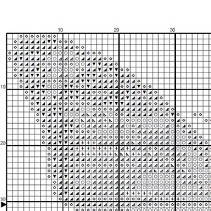 May include: Black and white cross stitch pattern with a variety of shapes, including circles, triangles, and plus signs. The pattern is arranged in a circular shape.