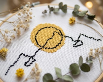 Mini nature cross stitch pattern PDF - counted modern easy simple contour travel nature hipster mountain small - digital download CS374
