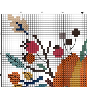 Thanksgiving Day Cross Stitch Pattern PDF - Pumpkin Harvest Autumn ...