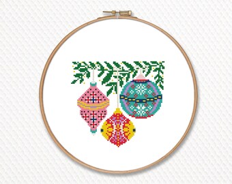 Christmas ornament cross stitch pattern PDF - vintage christmas tree holiday scandi winter noel - instant download #CS289