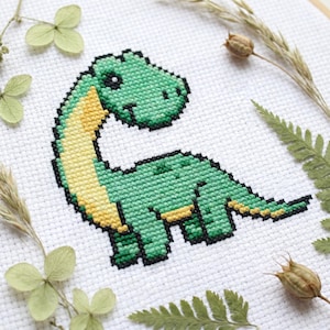 Mini dinosaur cross stitch pattern PDF - dino funny cute small easy simple beginner nursery decor - instant download #CS243