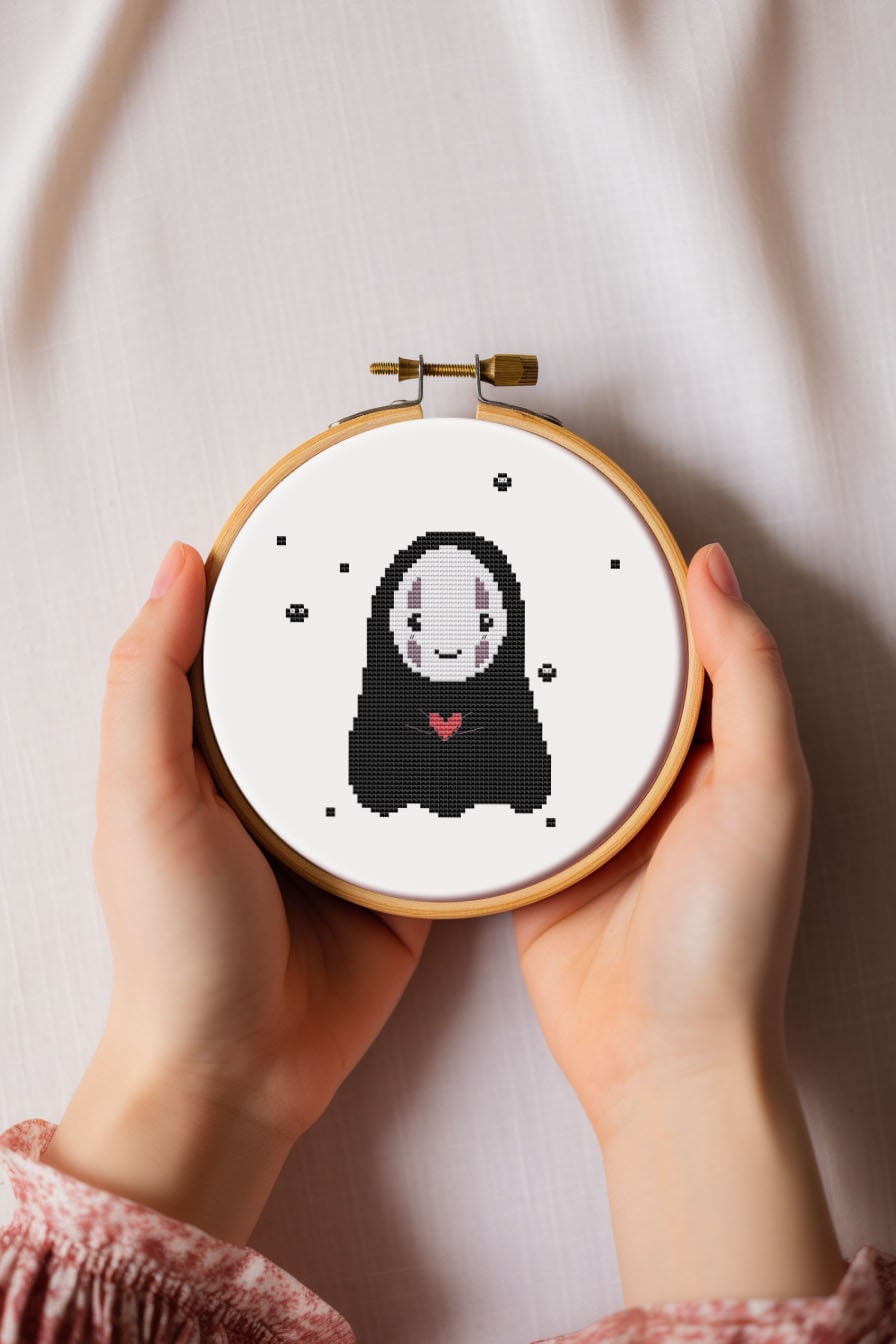 Kawaii anime cross stitch pattern PDF - cute easy crafts funny diy No face character Japanese cartoon printable - digital download CS312