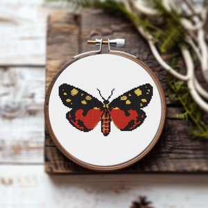 Dark cottagecore butterfly cross stitch pattern PDF - witchy modern moth embroidery gothic simple easy insect - instant download #CS72