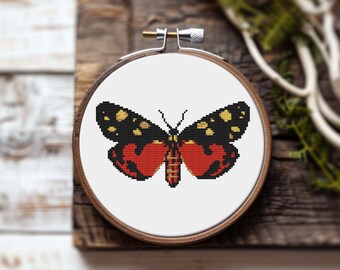 Dark cottagecore butterfly cross stitch pattern PDF - witchy modern moth embroidery gothic simple easy insect - instant download #CS72