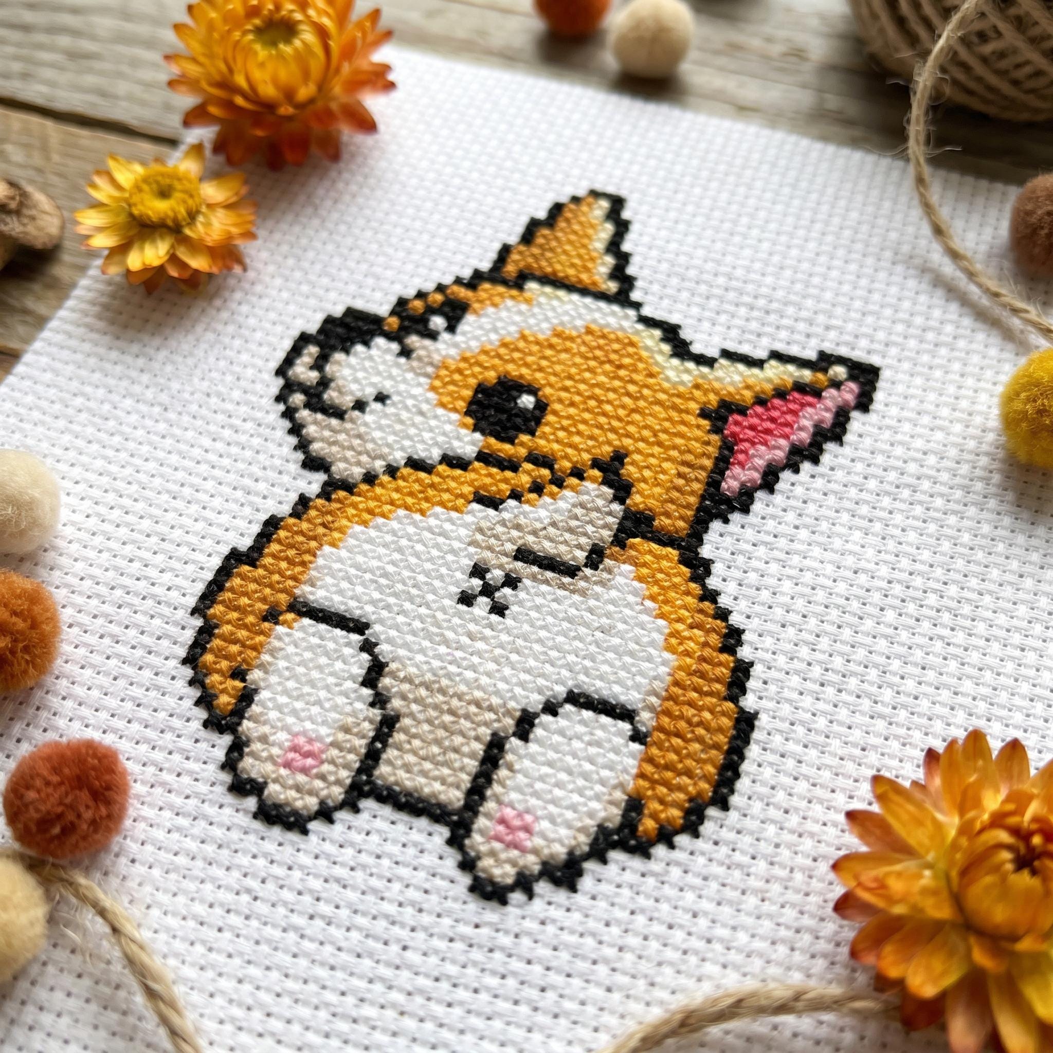 Corgi Cross Stitch Pattern PDF - Instant Download - Dog Pet Small