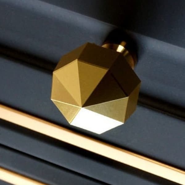 Messing Oktagonal Knäufe massiv Messing Pulls Knöpfe, gold Schrank Türgriffe, moderne Möbelknöpfe, Möbelknöpfe