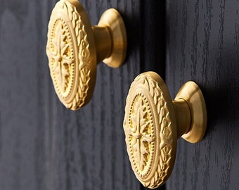 Baroque knobs solid brass Pulls knobs, gold Cupboard Door Handles, rocco cabinet Knobs, Cabinet Door Knobs