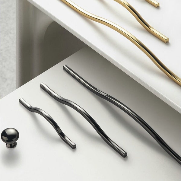 Arch Cabinet handles, modern curved kitchen Drawer pull Dresser Knobs black handle Cabinet Pull handles, modern Furniture Hardware