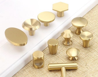 Massief messing miniknoppen goud Trekknoppen, gouden kastdeurgrepen, meubelbeslag, kastdeurknoppen