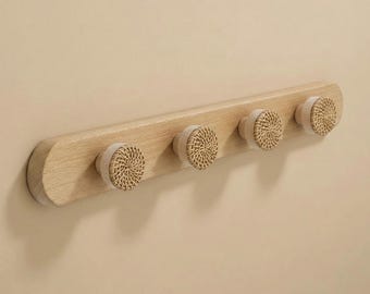 Rattan Buche Wandhaken,Garderobe,Huthaken,Holz Kleiderhaken,Wicker Wand Dekor,Handtuchhalter,minimalistischen Wandhänger,Taschenablage