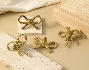 Bow knot drawer pulls,Bee bow Cupboard Door knobs,Custom Engraved Solid brass cabinet Knobs ,Nursery girls room knobs,Closet door handles