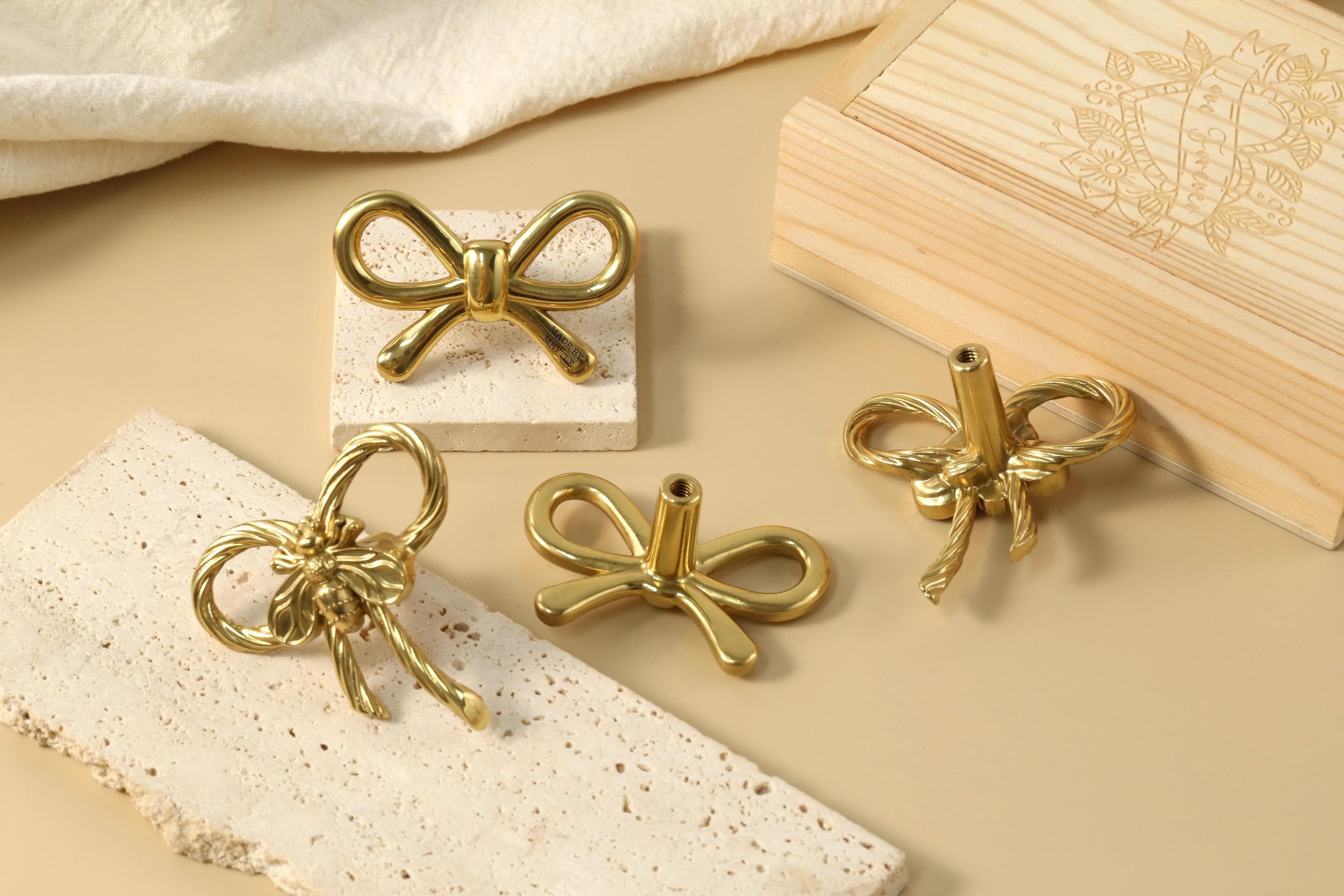 Bow Knot Drawer Pulls,bee Bow Cupboard Door Knobs,custom Engraved Solid  Brass Cabinet Knobs ,nursery Girls Room Knobs,closet Door Handles - Etsy