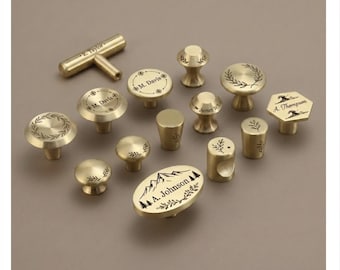 Custom engraved Solid brass mini knobs gold Pulls knobs, gold Cupboard Door Handles, furniture hardware, Cabinet Door Knobs