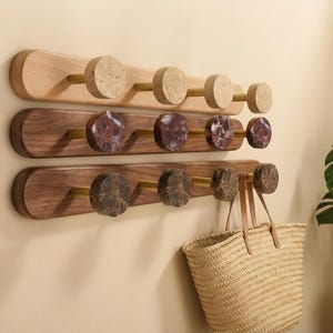 Marmor Buche Walnuss Haken, Garderobe, dunkelbraune Kleiderhaken, Wand Dekor, Handtuchhalter, Travertin Wandhalter, Minimalist Taschenhalter