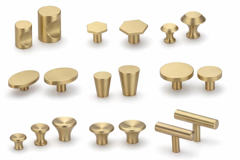 Massivem Messing Mini Knäufe Gold Pulls Knöpfe, Gold Schranktürgriffe, Möbelbeschläge, Schranktürknöpfe Bild 4
