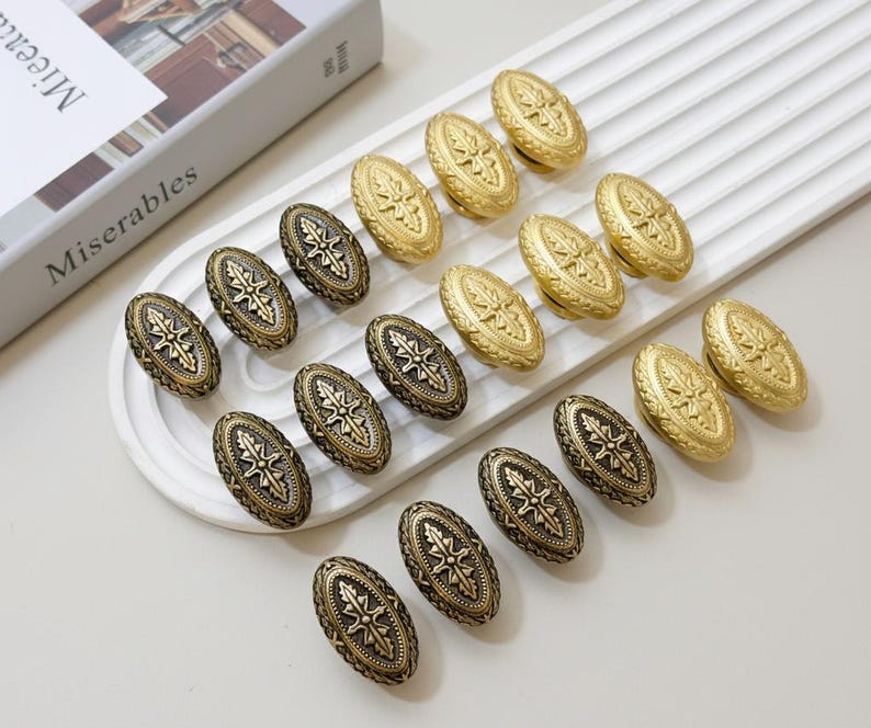 Barocke Knöpfe aus massivem Messing Griffe, Gold Schrank Türgriffe, individuell gravierte rocco Schrank Knöpfe, Kleiderschrank Türgriff, antiker Messingknopf Bild 7