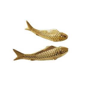 Brass Fish Drawer Pulls Knobs, Cupboard Door Handles, Solid Brass