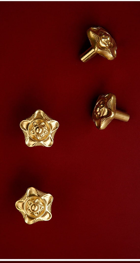 Brass Star Drawer Pulls Knobs Cupboard Door Handlessolid Etsy