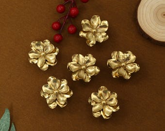 Solid brass Camellia flower pulls,Cupboard Door knobs,Custom Engraved Flower cabinet knobs,Kitchen wardrobe pulls,Drawer dresser handles