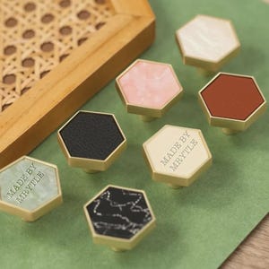 1.18&quot;(30mm) Hexagon Knobs Brass Cabinet Pull Door Knob Gold Brass Cabinet Knobs Custom Engraved Decorative Drawer Knobs Cabinet Hardware