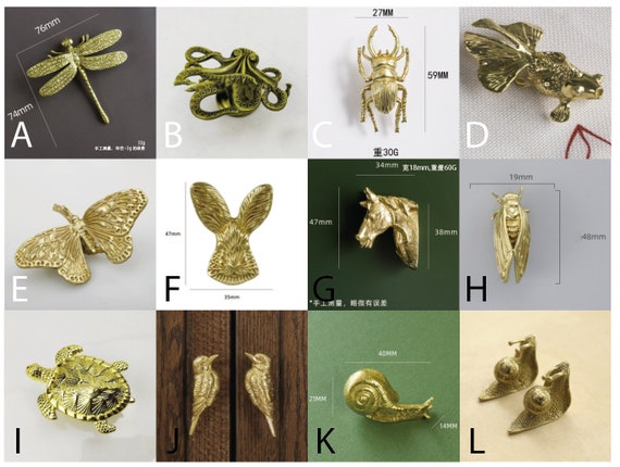 Golden Brass Animal Drawer Pulls Knobs Cupboard Door Handles - Etsy