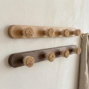 Crochets muraux en rotin, hêtre, porte-manteau, crochet pour chapeau, patère en bois, décoration murale en osier, suspension pour serviettes, suspension murale en noyer, support pour sac personnalisé