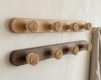Rattan beech Wall Hooks,Coat Rack,Hat Hook,Wooden Coat Hook,Wicker Wall Decor,Towel Hanger,Walnut wall hanger,Custom Engrave bag rack
