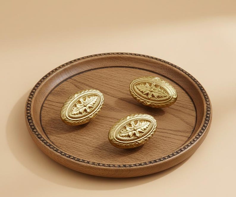 Barocke Knöpfe aus massivem Messing Griffe, Gold Schrank Türgriffe, individuell gravierte rocco Schrank Knöpfe, Kleiderschrank Türgriff, antiker Messingknopf Bild 4