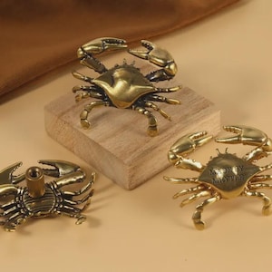 Boutons créatifs en forme de crabe, boutons de porte de placard crabe en laiton massif, boutons d'armoire gravés sur mesure, poignées d'armoire de cuisine, poignées de commode