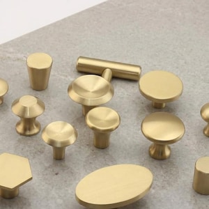 Massivem Messing Mini Knäufe Gold Pulls Knöpfe, Gold Schranktürgriffe, Möbelbeschläge, Schranktürknöpfe Bild 2