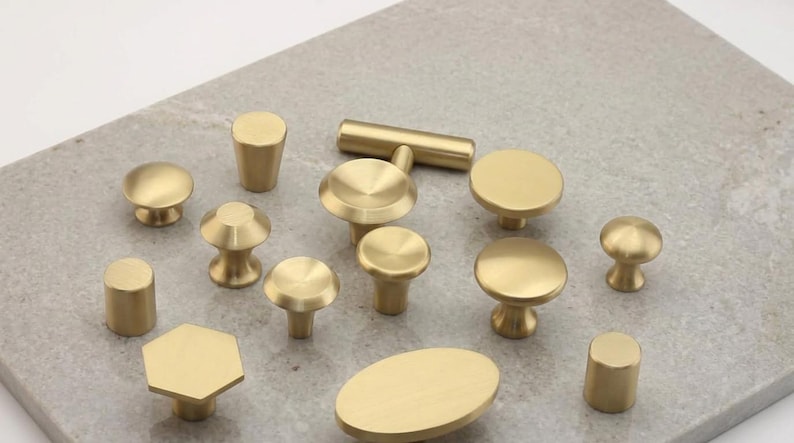 Massivem Messing Mini Knäufe Gold Pulls Knöpfe, Gold Schranktürgriffe, Möbelbeschläge, Schranktürknöpfe Bild 2