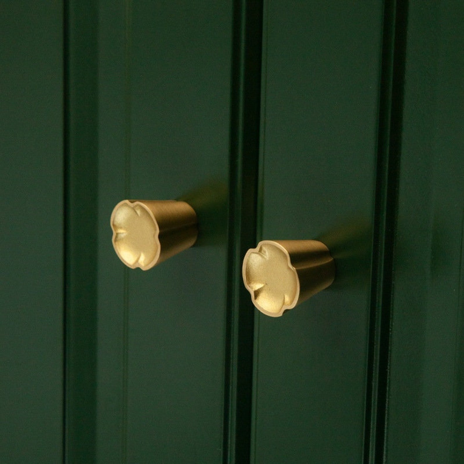 Brass Flower Cone Knobs Solid Brass Pulls Knobs Gold Cupboard Etsy