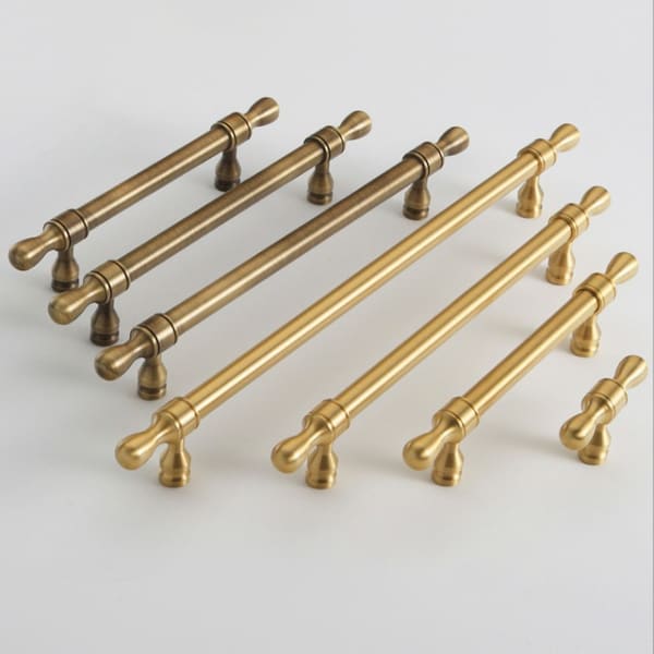 Antique brass retro cabinet handles,T bar pulls Drawer Dresser Knobs handle, door wardrobe Pull handles, modern Furniture Hardware