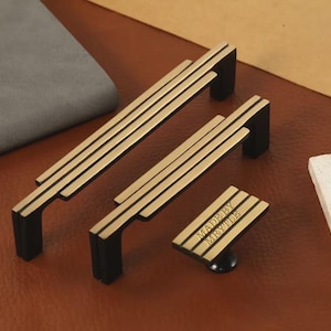 Striped modern gold cabinet handles,Minimalist Drawer Knobs,Dresser closet Pulls cupboard Handle,Custom Engraved Antique wardrobe door pulls