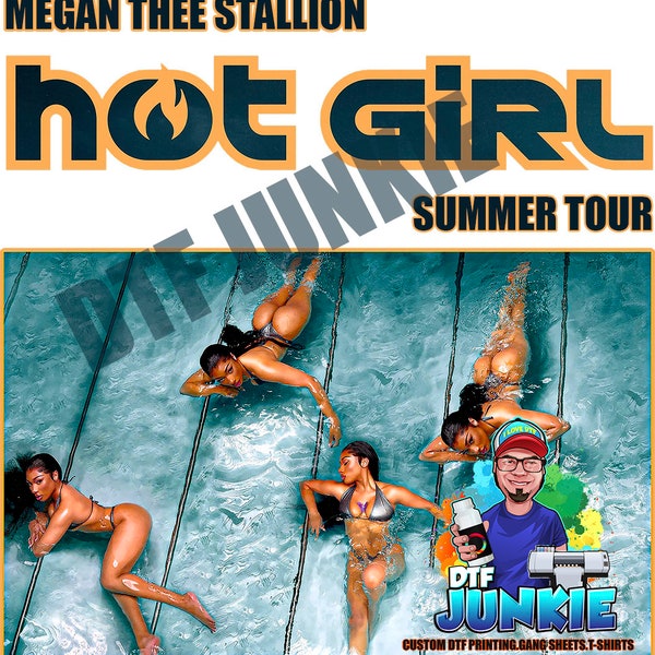 Megan Thee Stallion, Sommertour PNG, Heißes Mädchen, Hip Hop, T-Shirt-Design, DTF bereit