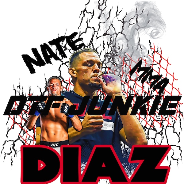 Nate Diaz, MMA, cage fighter, jiu jitsu, Mix Martial Arts, PNG, boxing, wrestling , DTF file,