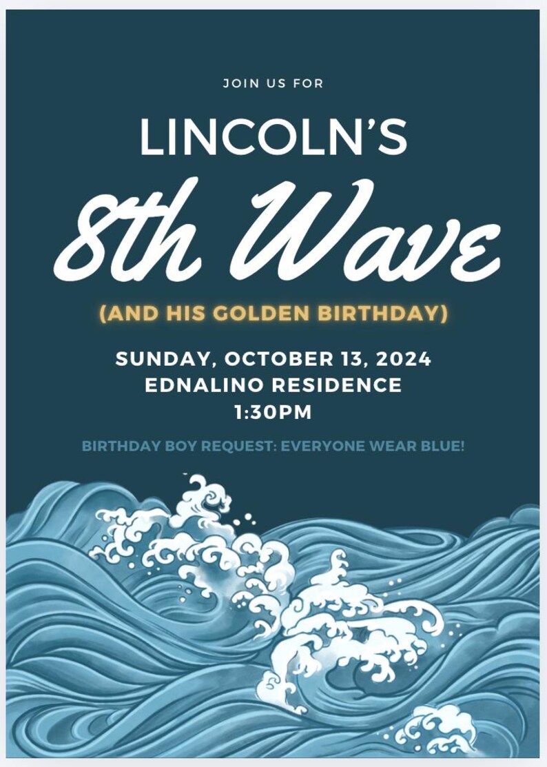 Editable Ocean Wave Theme Invitation Template | Canva Template ...